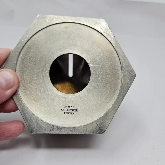 Royal Selangor Pewter Hexagon 3D Teddy Bear Umbrella Savings Bank 3 X 2.5 - Picture 7 of 9